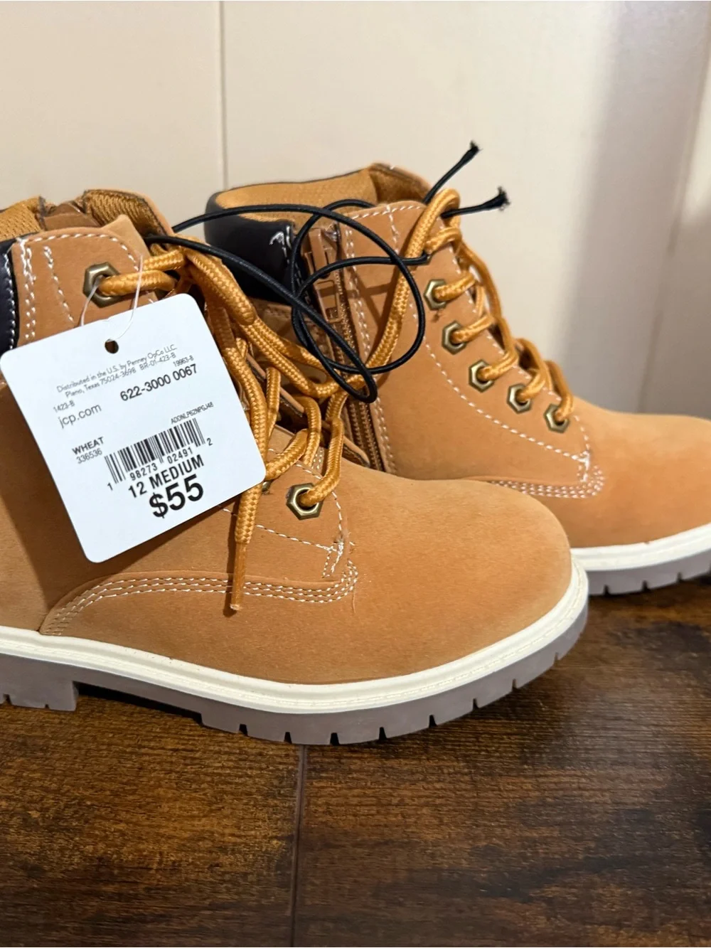 Kids Wheat Lace-Up Ankle Boots
